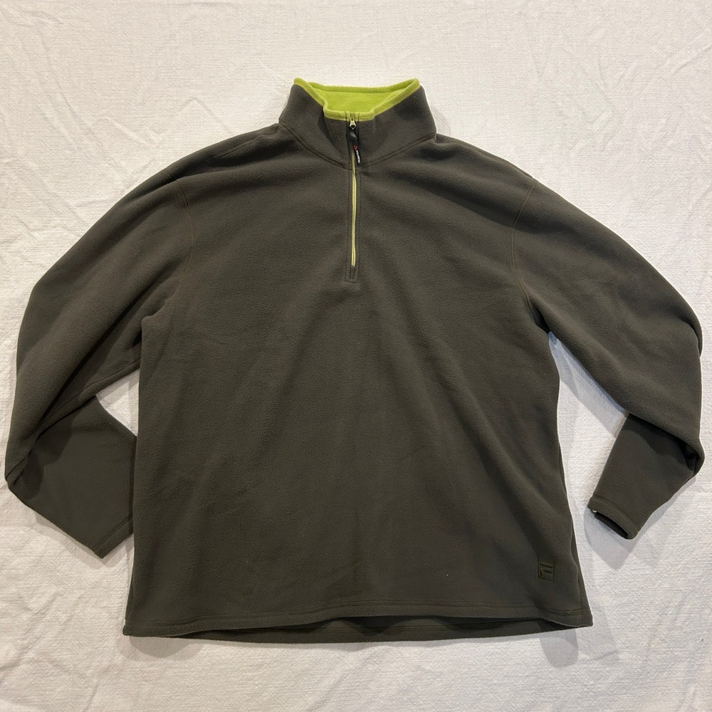 Fila Polartec Fleece Pullover Mens‎ 2XL Olive Green Lime 1/4 Zip Mock Neck